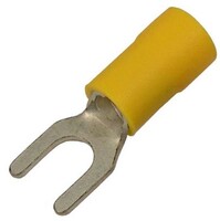 12-10 AWG FLARED VINYL INSULATED TIN-PLATED COPPER BUTTED SEAM #6 SPADE 50/PK