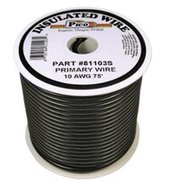 10 AWG BLACK PRIMARY WIRE COPPER STRANDED CONDUCTOR WITH PVC JACKET 75FT SPOOL