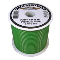 18 AWG GREEN PRIMARY WIRE COPPER STRANDED CONDUCTOR WITH PVC JACKET 100FT SPOOL