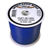 18 AWG BLUE PRIMARY WIRE COPPER STRANDED CONDUCTOR WITH PVC JACKET 100FT SPOOL