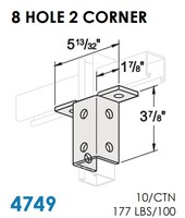 STRUT BRACKETS - DOUBLE CORNER WING FITTINGS 8 HOLE, ZINC