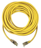 100 FT YELLOW EXTENSION CORD, 12/3, LIGHTED ENDS